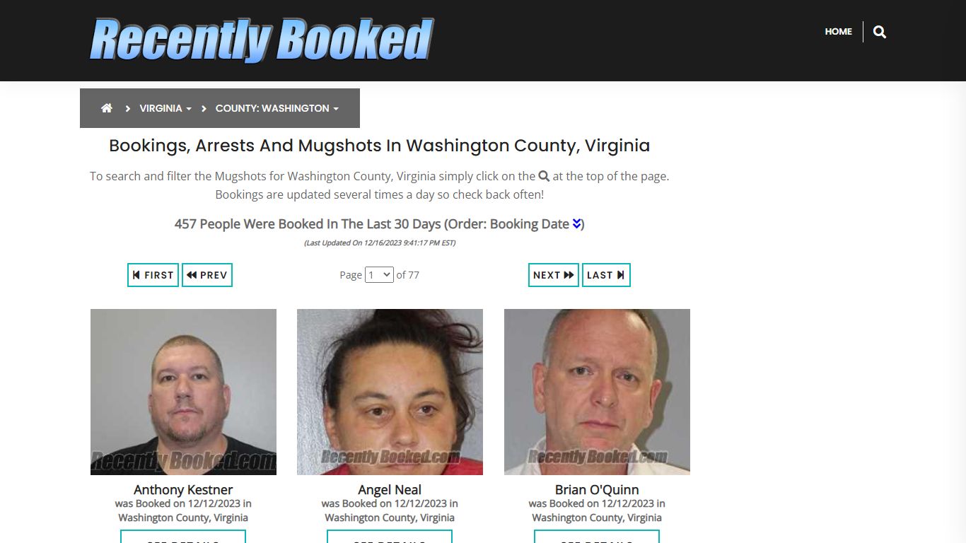 Bookings, Arrests and Mugshots in Washington County, Virginia